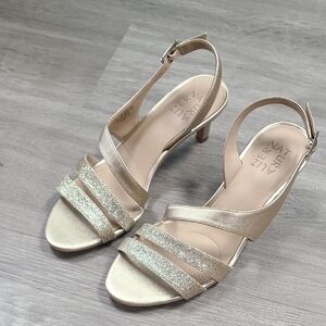 Naturalizer Gold Heeled Sandals With Strappy Design Women's Size 6.5 NEW